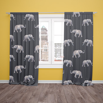 curtaind made with elephant fabric