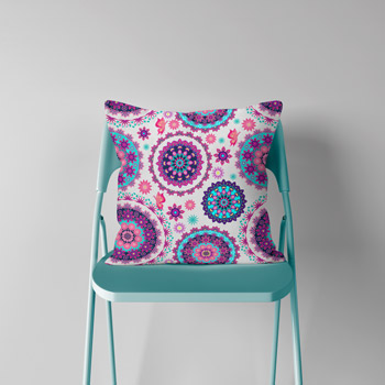 cotton cushion printed with mandala pattern