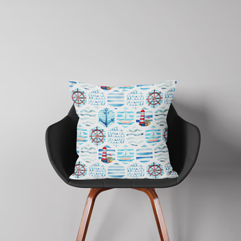 fabric cushion printed with nautical anchors